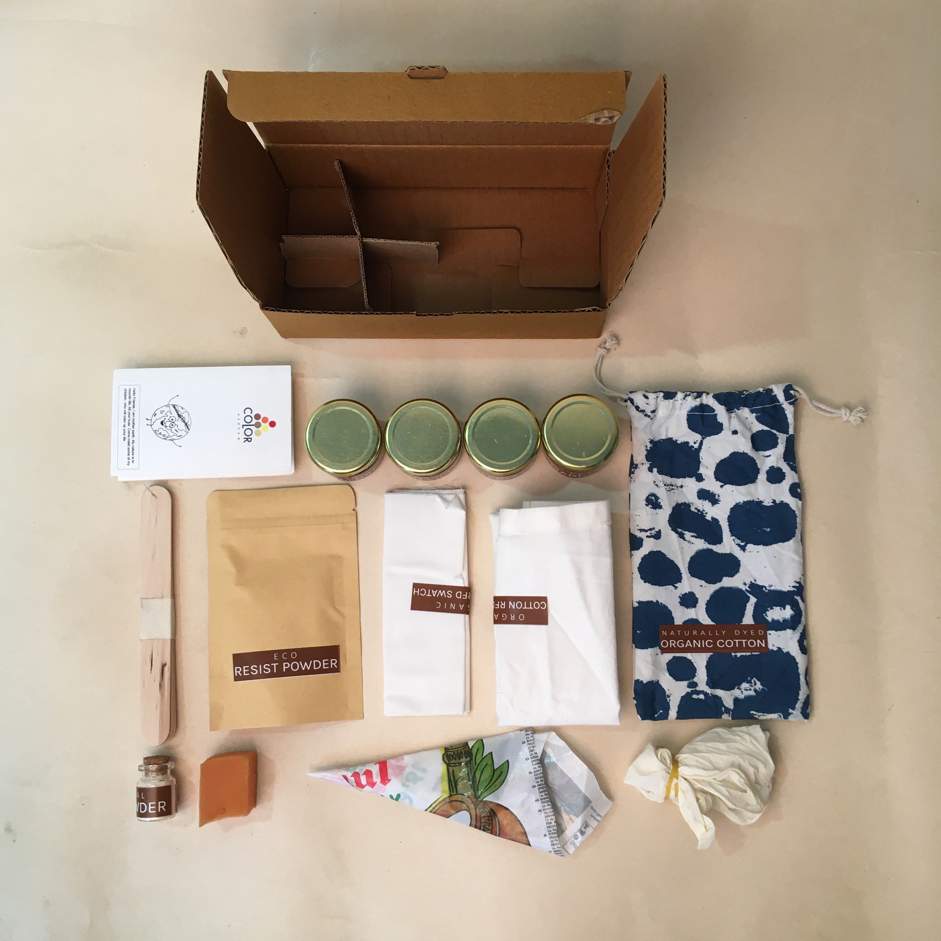 DIY Kit:Eco-Resist with Starch & Fabric Painting with Natural Dye Paste (Cold Palette)